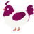 A white and wine chicken with a head pattern