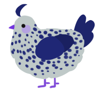 g, a silver and navy chicken with a speckle pattern