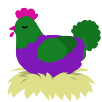 Joker if he slayed, a violet and leaf chicken with a head pattern