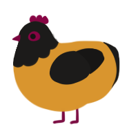 vest, a orange and sable chicken with a head pattern