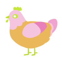 peach, a honey and pink chicken with a head pattern