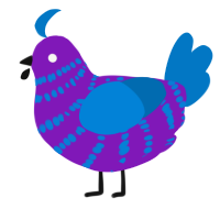 carpet, a violet and sapphire chicken with a bar pattern