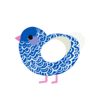 Snowstorm, a ultramarine and white chicken with a double-lace pattern