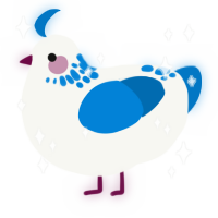 febreze, a white and sapphire chicken with a neck-speckle pattern