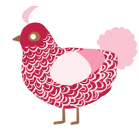 Wagyu, a crimson and rose chicken with a double-lace pattern