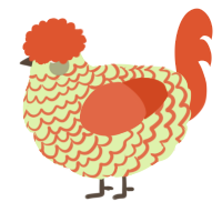 Ginger Root, a apple and vermilion chicken with a lace pattern
