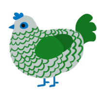 Gay Boy Flag, a silver and leaf chicken with a lace pattern