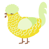 A yellow and apple chicken with a lace pattern