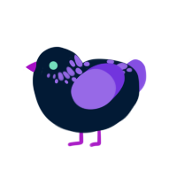 glowstick, a tumblr and blurple chicken with a neck-speckle pattern