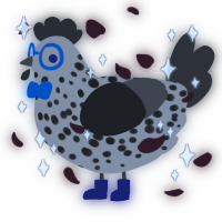 Professor, a russet and pink chicken with a speckle pattern