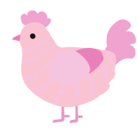 Rasberry Jam, a rose and pink chicken with a bar pattern