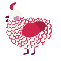 (unnamed), a white and crimson chicken with a lace pattern