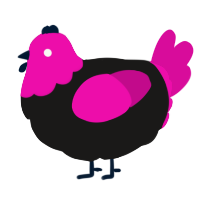 A sable and fuchsia chicken with a head pattern