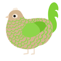 A beige and grass chicken with a lace pattern