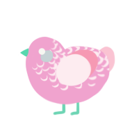 Amy Anderson, a pink and rose chicken with a half-lace pattern