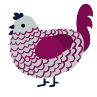 Doodle, a silver and wine chicken with a lace pattern