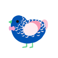 Birthday Boy, a ultramarine and rose chicken with a half-lace pattern