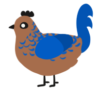 A brown and ultramarine chicken with a half-lace pattern