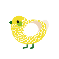 Here comes the sun, a yellow and cream chicken with a lace pattern