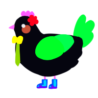 A white and fuchsia chicken