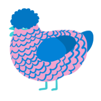A pink and sapphire chicken with a lace pattern