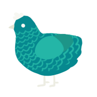 seafoam, a teal and turquoise chicken with a lace pattern