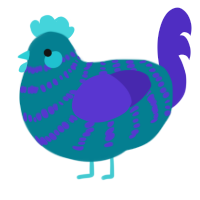 A sea and indigo chicken with a bar pattern