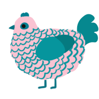Maria, a rose and teal chicken with a lace pattern