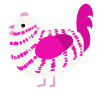 (unnamed), a white and fuchsia chicken with a bar pattern