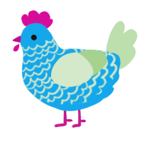 Seafoamy, a sky and gluppy chicken with a lace pattern