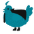 A sea and cerulean chicken with a lace pattern