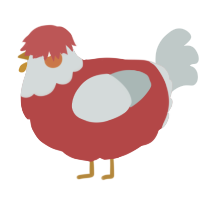 (unnamed), a red and silver chicken with a head pattern