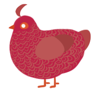 (unnamed), a crimson and red chicken with a double-lace pattern