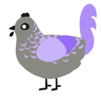 Pancake, a ash and lilac chicken with a half-lace pattern