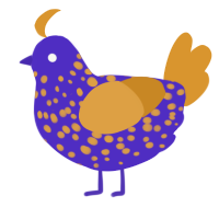 (unnamed), a indigo and orange chicken with a speckle pattern