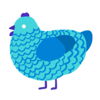 (unnamed), a aqua and sapphire chicken with a lace pattern