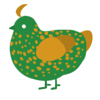 (unnamed), a viridian and ochre chicken with a speckle pattern