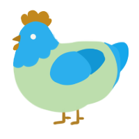 Sammy, a gluppy and sky chicken with a head pattern