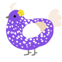 Leona, a blurple and cream chicken with a speckle pattern