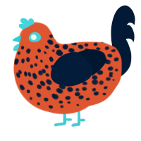 A vermilion and tumblr chicken with a speckle pattern