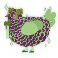 A plum and lemon chicken with a lace pattern