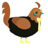 A black and russet chicken with a head pattern