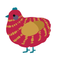 (unnamed), a crimson and gold chicken with a bar pattern