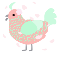 A teal and wine chicken with a lace pattern