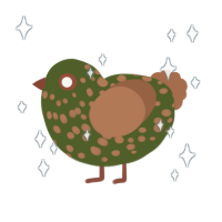 speck of dirt, a olive and brown chicken with a speckle pattern
