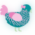 Azzie, a teal and pink chicken with a lace pattern