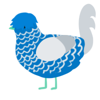 Hartley, a sapphire and mist chicken with a lace pattern