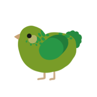 aw dang it, a chartreuse and viridian chicken with a neck-speckle pattern