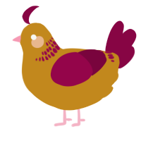 A ochre and maroon chicken with a neck-band pattern