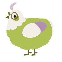 Mr Bobbs, a chartreuse and lilac chicken with a head pattern